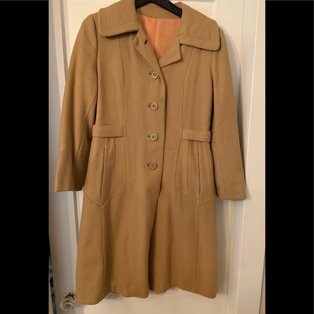 Vintage Camel Colored Long Peacoat